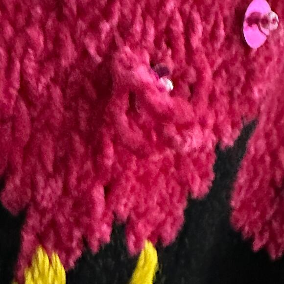 Lisa International Flamingo Beaded Sequin Cardigan Sweater Short Sleeve MEDIUM - Picture 9 of 14